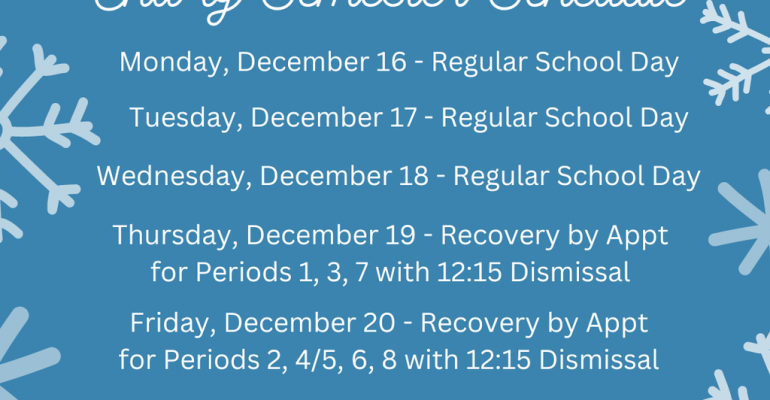 End of Semester Schedule